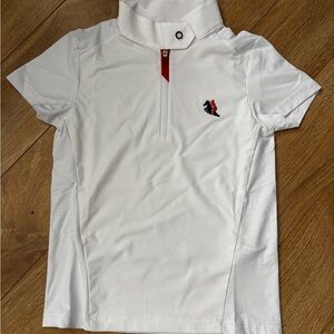 Kids White Short-Sleeve Equestrian Polo Top
